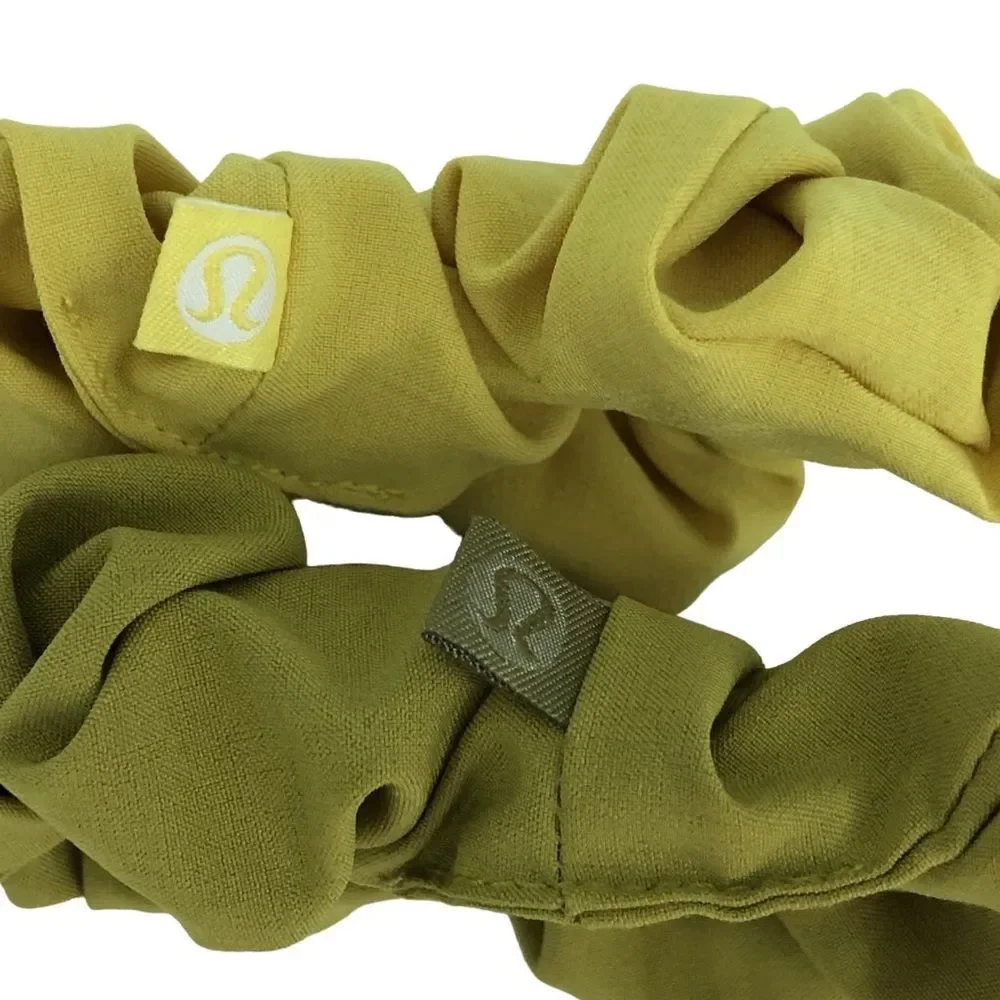 2 Lululemon Uplifting Scrunchies: Yellow Serpentine AND Golden Lime